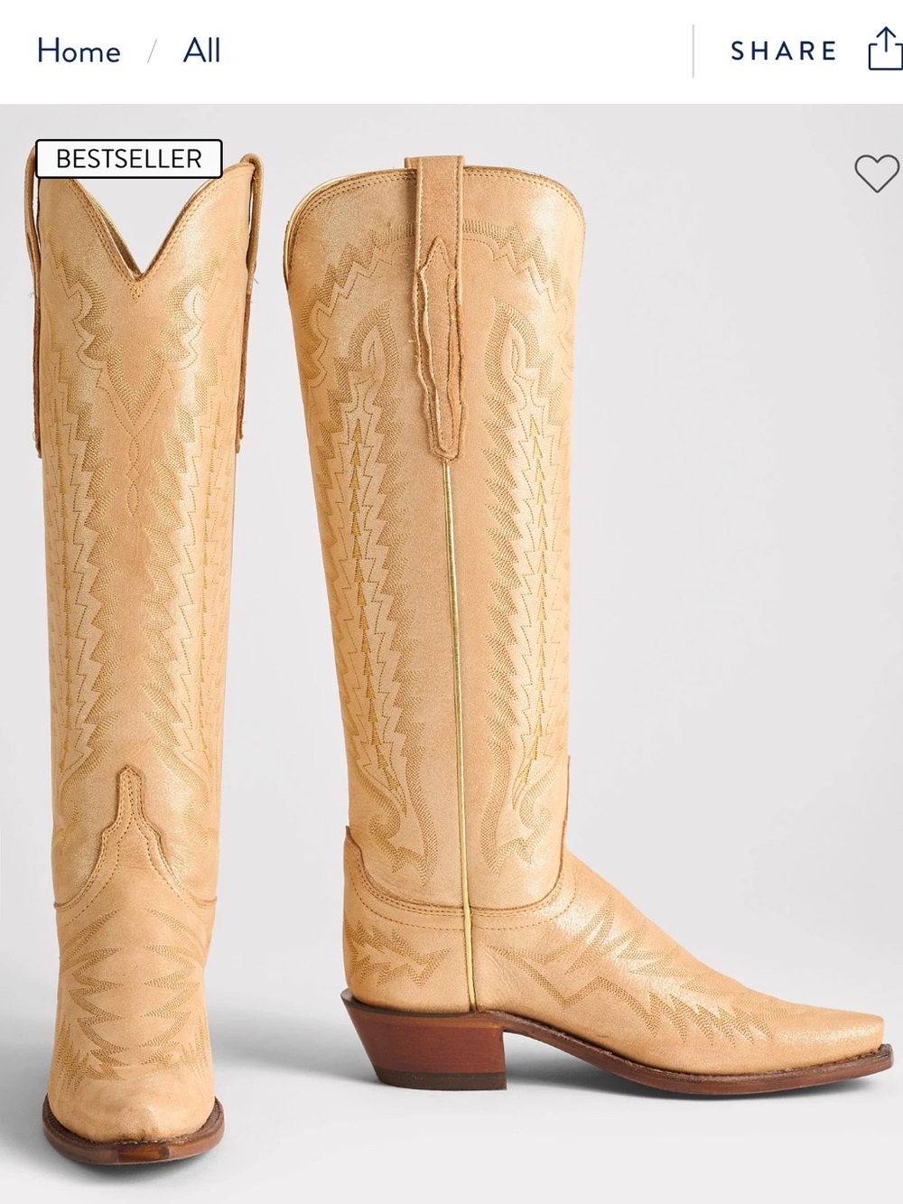 Lucchese Priscilla Boot in champagne shimmer color size 6.5-worn once-